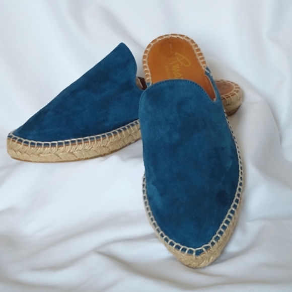 Pinaz Navy Blue Suede Espadrilles Sz 38EU NEW - Picture 1 of 10